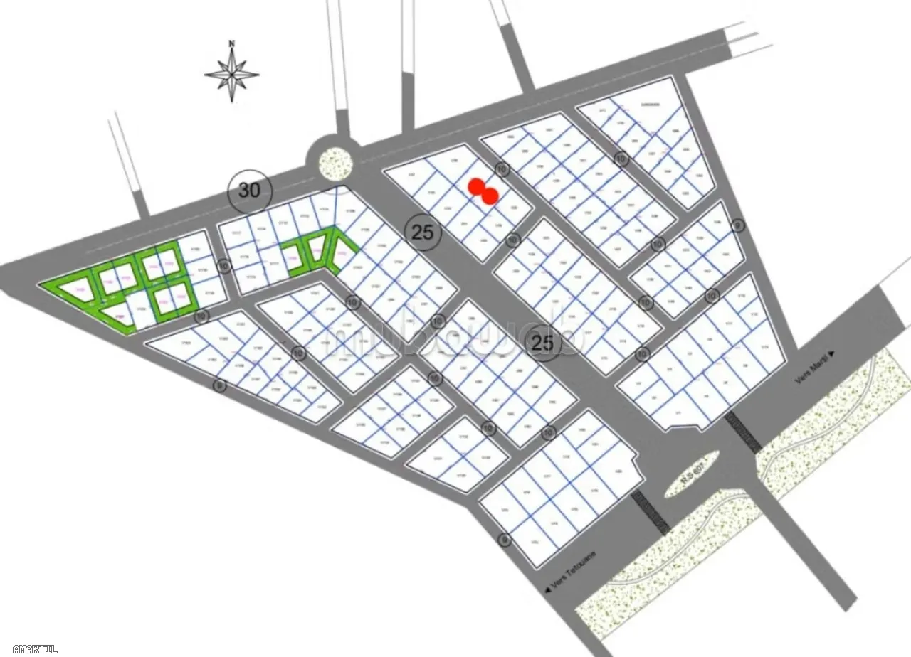 Terrain titré à vendre à Martil 377 m² à Om Keltom