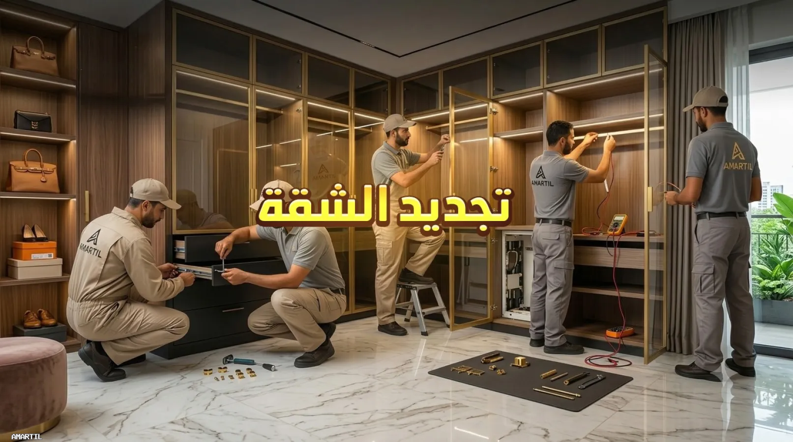Rénovation sur mesure de placard avec verre fumé