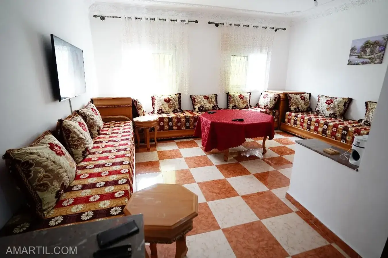 bel appartement à louer à martil à oued maleh 2 chambre salon 80 mètres 2ème étage